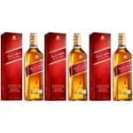 Kit 3 Whisky Johnnie Walker Red Label 750ml