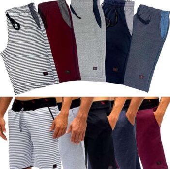 Kit 5 Bermuda Moletom Academia Treino Masculina Original Ducam