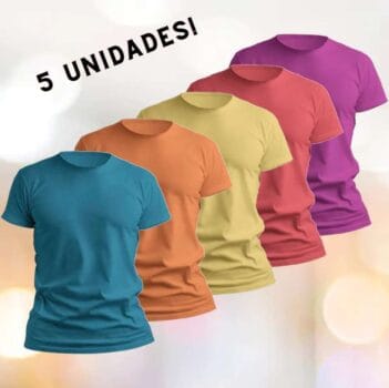 Kit 5 Camisetas Masculinas Slim Fit Cores Verão by ZAROC