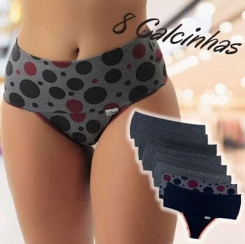 Kit 8 Calcinhas Com Compressão Para Barriga Fit
