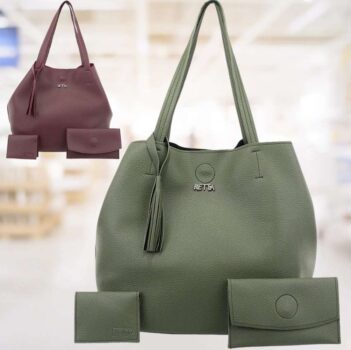 Kit Bolsa Saco Com Necessaire + Porta Cartão de Brinde Retta Verde Militar