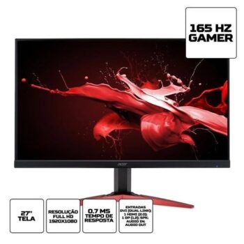 Monitor Acer Kg271p 27 165hz 0.7ms Fhd Dp/Hdmi/Som/ Áudio/ Amd Freesync