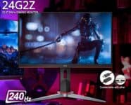 Monitor Gamer AOC 23.8 Full HD 240Hz 0.5ms IPS HDMI/DisplayPort sRGB FreeSync Premium Ajuste de Altura Preto - 24G2Z