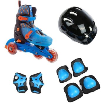 Patins Infantil 4 Rodas Ajustável com Kit de Proteção 28-31 Azul - brink+