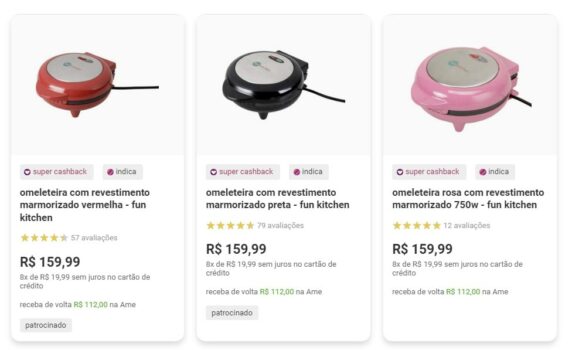 Seleção de Omeleteira com 70% de CASHBACK