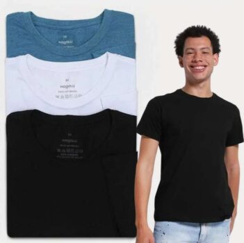 2 Kits Camiseta Vista Básica 3 Peças - Colorido