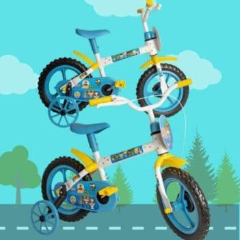 Bicicleta Infantil Aro 12 Styll Baby - Clubinho Salva Vidas Azul e Branco com Rodinhas