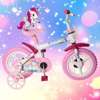 Bicicleta Infantil Aro 12 Styll Kids Magic Rainbow - Rosa e Branco