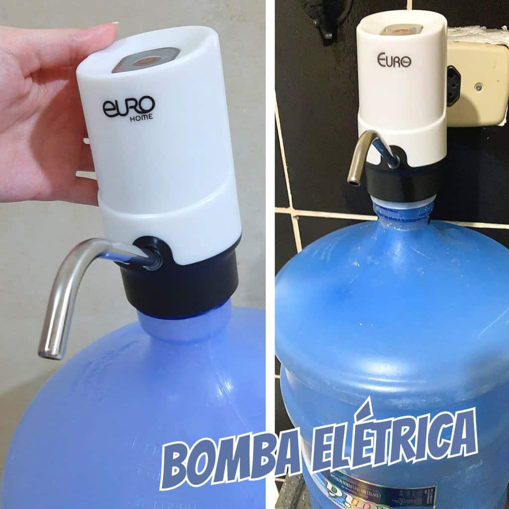 Bomba Elétrica Plus para Galão de Água, recarregável USB, Branca, BMB0679, Euro Home