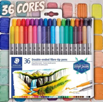 Caneta Hidrocor Ponta Dupla, Staedtler, 3200 TB36, 36 Cores