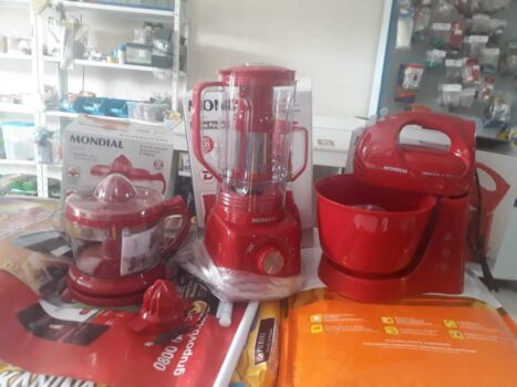 Conjunto Especial Mondial Kt 105 R Espremedor Premium Batedeira Pratica Liquidificador Turbo Power Vermelho