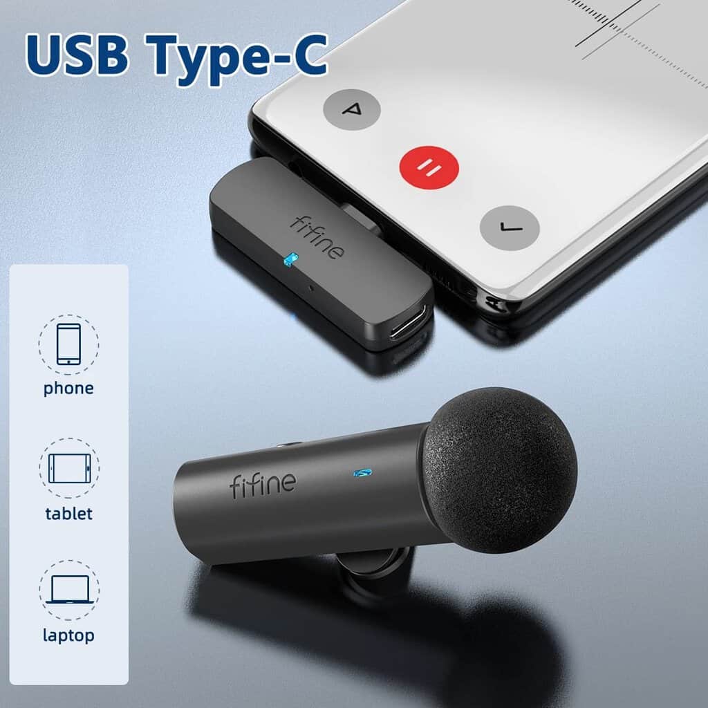 FIFINE M6 Wireless Lavalier Recording Microphone Type-C