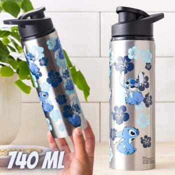 Garrafa térmica Silver Buffalo Lilo e Stitch, aço inoxidável, 740 ml
