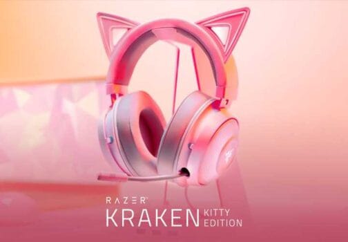 Headset Gamer Gatinho Razer Kraken Kitty, Chroma, USB, Som Surround 7.1, Drivers 50mm, Quartz Pink - RZ04-02980200-R3M1