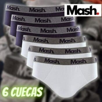 Kit 6 Cuecas Slip Algodão, Mash, Masculino