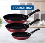 Kit de Frigideiras Caribe com Revestimento Antiaderente Starflon Max 16cm / 20cm / 24cm Vermelho 3 Peças - Tramontina