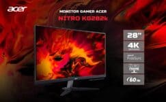 Monitor Acer Gamer Nitro 28' IPS 4K UHD 4ms HDR10 DCI-P3 FreeSync KG282K