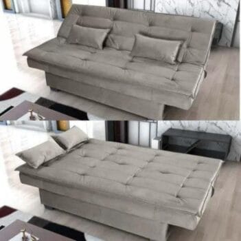 Sofá-cama Casal 3 Lugares Suede Matrix - Esmeralda