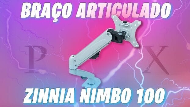 Suporte Articulado Com Pistao a Gas Para Monitor Zinnia Nimbo 100, 17 Pol. a 27 Pol., Branco, ZNO-ZNNBO100-WH01