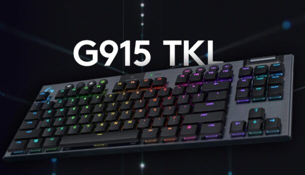 Teclado Mecânico Gamer Sem Fio Logitech G915 TKL com RGB LIGHTSYNC, USB ou Bluetooth, Controles de Mídia, Design Ultrafino, Exclusivo Switch de Perfil Baixo GL Tactile e Bateria Recarregável