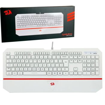 Teclado Membrana Redragon Karura 2, Apoio de Pulso, Atalhos Multimídas, ABNT2, Branco - K502W-N