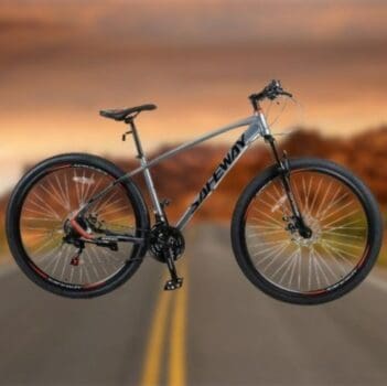 Bicicleta Aro 29 Safeway Aluminio 21 marchas Shimano Freio a Disco e Suspensão Cinza