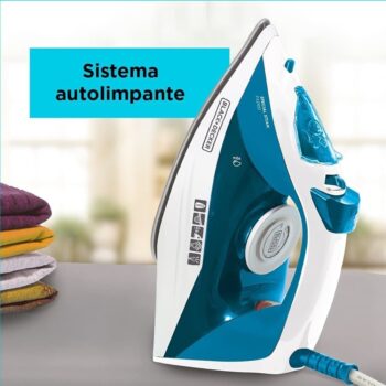 BLACK+DECKER FX2100 - Ferro de Passar a Vapor com Base Antiaderente 1200W, 110V, Azul e Branco