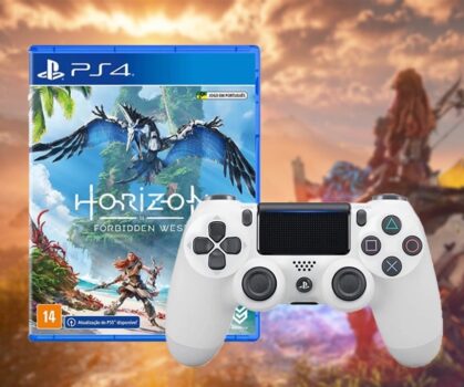 Controle Dualshock 4 - PlayStation 4 - Branco Glacial + Horizon Forbidden West Edição Padrão - Playstation 4