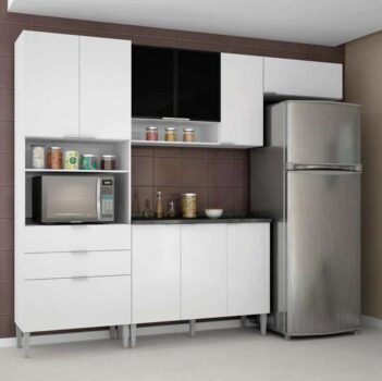 Cozinha Completa Bartira Turmalina com 9 Portas, 3 Gavetas e 1 Balcão - 246,2cm de largura