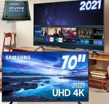 Samsung Smart TV 70" UHD 4K 70AU7700, Processador Crystal 4K, Tela sem limites, Visual Livre de Cabos, Alexa built in, Controle Único