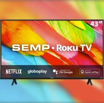 Smart TV LED 43" Full HD Semp Roku TV 43R6500 Wifi Dual Band, 3 HDMI, 1 USB, com Controle por Aplicativo, Compatível com Google Assistant, Alexa