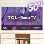 Smart TV LED 50" 4K TCL Roku TV RP630 WiFi, Dual Band, 4 HDMI, 1 USB, Controle por Aplicativo, Google Assistant, Alexa e Apple Homekit