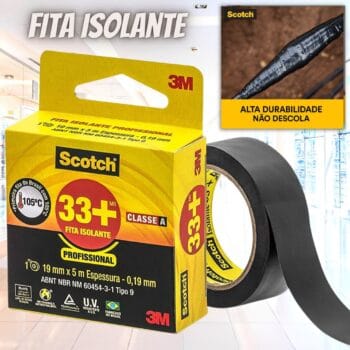 3M Scotch, Fita Isolante, 33 +, 19mm x 5m