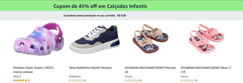45% OFF em Calçados Infantis