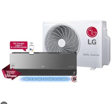 Ar Condicionado Split Inverter LG Hi Wall DUAL Voice ARTCOOL UV Nano 18000 BTUs Quente Frio S4NW18KLRXB - 220V
