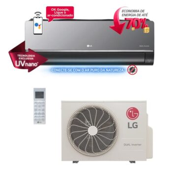 Ar Condicionado Split Inverter LG Hi Wall DUAL Voice ARTCOOL UV Nano 24000 BTUs Quente Frio S4NW24K2RXE - 220V