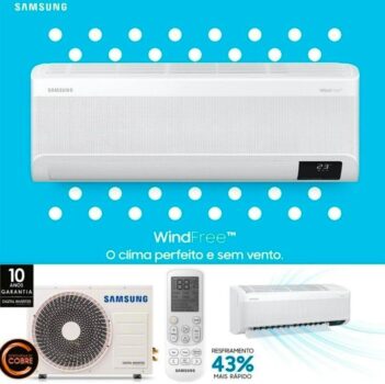 Ar Condicionado Split Inverter WindFree Connect Samsung 9000 Btus Frio 220V Monofásico AR09BVFAAWK/AZ