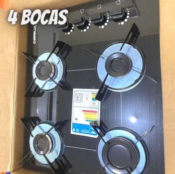 Chamalux Ultra Chama - Cooktop 4 bocas, Bivolt, Preto