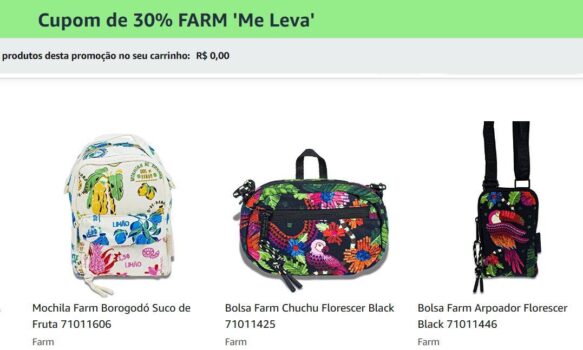Cupom de 30% FARM 'Me Leva'