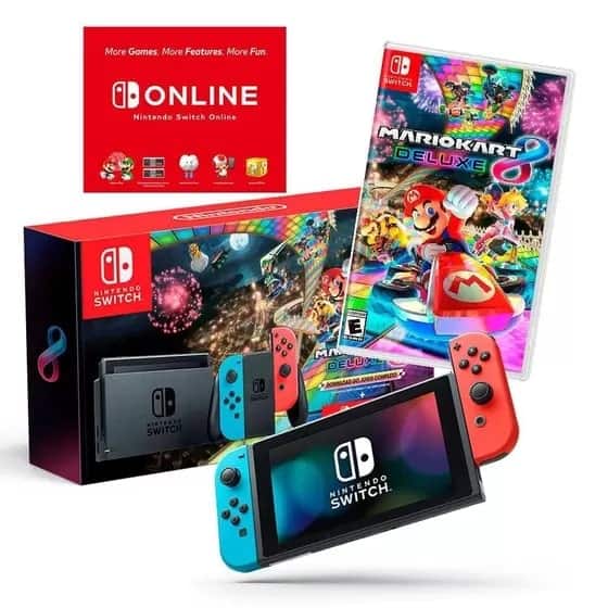 Console Nintendo Switch Azul e Vermelho + Joy-Con Neon + Mario Kart 8 ...