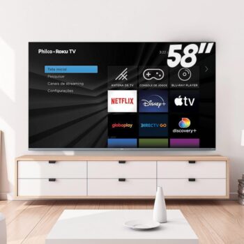 Fast Smart TV LED 58," Ultra HD 4K, PTV58G70R2CSGBL, Philco, Roku TV, Midiacast, Dolby Audio