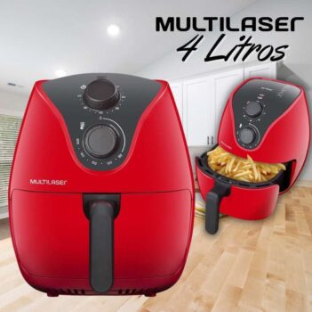 Fritadeira Elétrica Air Fryer 4L 127V 1500W com Grade Vermelha Multilaser - CE083