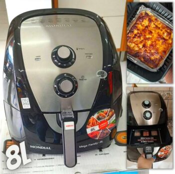 Fritadeira Elétrica Sem Óleo Air Fryer Mondial Mega Family AFN-80-BI 8L – Preta/Inox