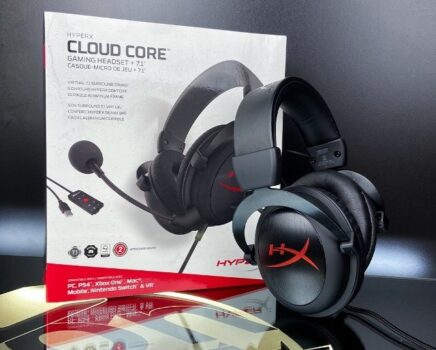 HyperX Cloud Core – Fone de ouvido para jogos, para PC, som surround 7.1, almofadas auriculares de espuma viscoelástica, armação de alumínio durável, microfone removível com cancelamento de ruído