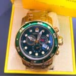 Invicta Relógio cronógrafo masculino Pro Diver Collection, Ouro e verde, 48mm, Cronógrafo