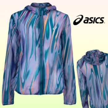 Jaqueta Corta-Vento ASICS Feminino com Capuz Osaka Estampada Color Sumi