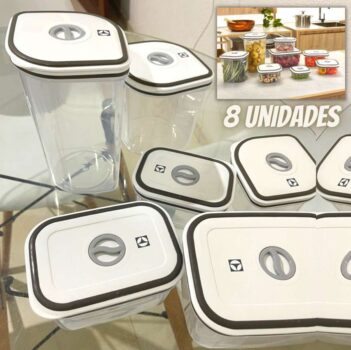 Jogo de Potes Herméticos Transparente em Polipropileno com 08 Peças - Electrolux