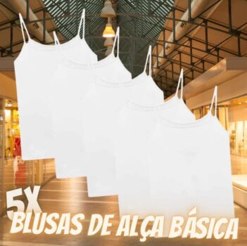 Kit 5 Blusas De Alça Básica, Basicamente, Feminina