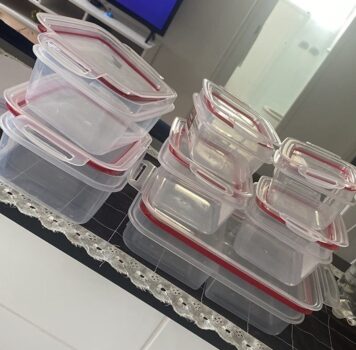 Kit Potes de Plástico Herméticos com Travas, 07 unidades, Plasútil