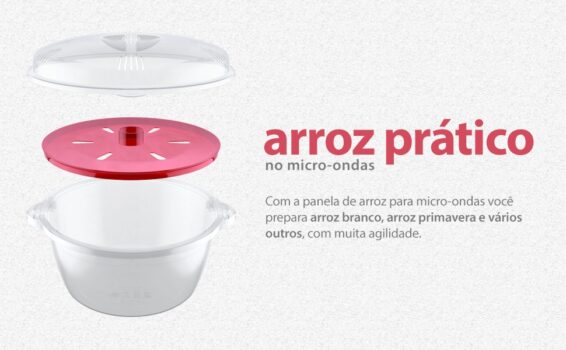 Panela de Arroz para preparo e aquecimento no Micro-ondas, PLA0641, Euro Home